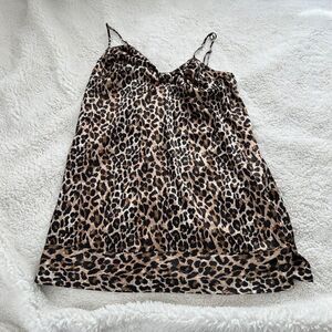 Victoria's Secret Small Cheetah Slip Cami Lingerie‎ Gown Bow Adjustable Straps